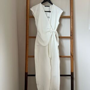 Elegant White Wrap Pants One Piece New With Tags
